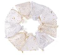 Sparkeads Lot de 90 mini sacs à dragées en organza et tulle avec cordon de serrage pour bijoux Motif lune et étoile Pour mariage, fête d'anniversaire