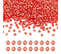 Sparkeads Perles de rocaille en verre bicônes en cristal de 50 g - Petites perles à facettes pour collier, boucles d'oreilles, fabrication de bijoux - Orange rouge