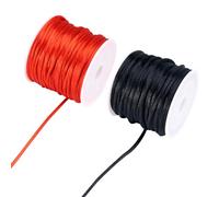 Sparkeads Rouleau de cordon en nylon satiné pour tricot, bricolage, couture, nœuds chinois, collier, bracelet d'amitié, macramé - 20 m x 2 mm - Rouge et noir