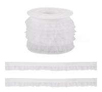 Sparkeads Ruban élastique en velours organza de 4,6 m x 15 mm pour bordure en dentelle plissée pour emballage cadeau, couture, décoration de vêtements, blanc