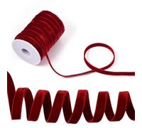 Sparkeads Ruban en velours double face de 18 m de large - 10 mm de large - Pour décoration de couronnes, fleurs, travaux manuels, emballage cadeau, fabrication de nœuds, rouge foncé