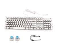 SparkFeng 900 - Clavier mécanique Blanc 5, Clavier de Jeu mécanique avec Touches Rondes rétro, Cadre métallique Durable et Connexion USB Plug-and-Play pour PC, Disposition QWERTY