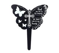 SparkFeng Plaque funéraire de cimetière sur Piquet commémoratif, Piquet de Jardin commémoratif en métal élégant avec Texte sur Surface Noire, marqueur funéraire en Fer Robuste pour la