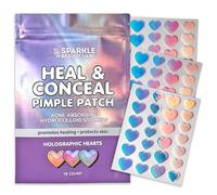 Sparkle Beauty Labs Lot de 78 patchs holographiques anti-acné en forme de cœur, autocollants hydrocolloïdes amusants pour le visage (cœurs irisés)
