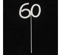 Sparkle & Celebrate! Décoration de gâteau en forme de chiffre en strass - Le nec plus ultra pour gâteau d'anniversaire et d'anniversaire de mariage (60 (soixante), argent)