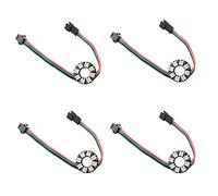 Sparkleiot Lot de 4 anneaux LED RVB WS2812 avec fil SM2.54-3P, 8 LED WS2812B 5050 avec pilotes intégrés adressables individuellement DC5 V pour Arduino Raspberry Pi ESP32 Nodemcu