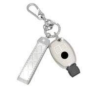 SparkleJoy Coque Clé Voiture TPU avec Porte-Clés en Cuir,Etui Clé Étui ompatible avec Mercedes Benz A/B/C/E/G/R/S Klasse GLA GLC GLE GLK SLK CLA CLK AMG W203 W204 W211 W212 - Smart Key (Argent)