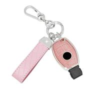 SparkleJoy Coque Clé Voiture TPU avec Porte-Clés en Cuir,Etui Clé Étui ompatible avec Mercedes Benz A/B/C/E/G/R/S Klasse GLA GLC GLE GLK SLK CLA CLK AMG W203 W204 W211 W212 - Smart Key (Rose)