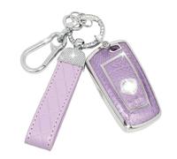 SparkleJoy Coque Clé Voiture TPU avec un Porte-Clés en Cuir,Etui Clé Étui ompatible avec BMW 1/2/3/4/5/6/7 Serie X1 X3 X4 M3 M4 M5 F10 F20 F25 F30 F80 520 525 116i 118i 320i - Smart Key (Violet)