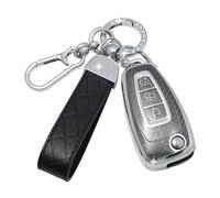 SparkleJoy Coque Clé Voiture TPU avec un Porte-Clés en Cuir,Etui Clé Étui ompatible avec Ford Focus Fiesta Kuga Tourneo Transit Connect Custom Courier Puma Galaxy C-Max S-Max - Flip Key(Noir)