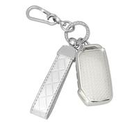 SparkleJoy Coque Clé Voiture TPU avec Un Porte-Clés en Cuir,Etui Clé Étui Clé Compatible avec Kia Sportage Ceed XCeed Proceed Sorento Tonic NIRO Rio Stinger Seltos Soul K3 K5 K8 - Smart Key (Argent)