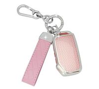 SparkleJoy Coque Clé Voiture TPU avec un Porte-Clés en Cuir,Etui Clé Étui Clé Compatible avec Kia Sportage Ceed XCeed Proceed Sorento Tonic NIRO Rio Stinger Seltos Soul K3 K5 K8 - Smart Key (Rose)