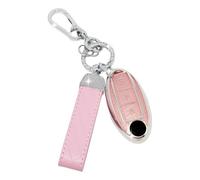 SparkleJoy Coque Clé Voiture TPU avec Un Porte-Clés en Cuir,Etui Clé Étui Clé Compatible avec Nissan Qashqai J11 J12 Juke F15 X Trail T32 Micra K13 K14 Infiniti Q50 QX60 EX35 - Smart Key (Rose)