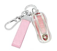 SparkleJoy Coque Clé Voiture TPU avec Un Porte-Clés en Cuir,Etui Clé Étui Clé Compatible avec Porsche Cayenne 958 911 996 Macan Panamera 997 987 987 GT3 Cayman ，Couvre Clef Cache Cle Voiture (Rose)