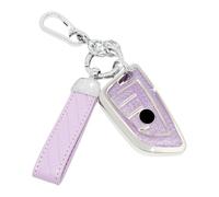 SparkleJoy Coque Clé Voiture TPU，Porte-Clés en Cuir,Etui Clé Étui ompatible avec BMW Serie 1/2/3/4/5 1er 2er 3er 4er 5er X1 X2 X3 X4 X5 X6 F15 F16 F44 F45 F48 F49 F85 F86 - Smart Key (Violet)