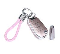 SparkleJoy Coque de e voiture avec porte-clés pour 208 308 508 2008 3008 Rifter C3 C4 Cactus Berlingo Picasso Xsara Jumpy - Coque de vec strass étincelants pour femme