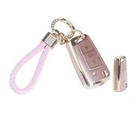 SparkleJoy Coque de e voiture avec porte-clés pour VW Volkswagen Passat B8 Golf 7 Tiguan T-Cross Polo CC Seat Leon Skoda Kodiaq Strass étincelants pour femme