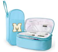 SparkleJoy Trousse Bleu M 2 Compartiments Grande pour Fille École Rentrée | Trousse M 2 Compartiments, 6 Élastiques Stylos, Imperméable avec Poignée, Grande Capacité; idéal Fille Adolescente École