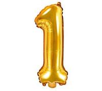 SPARKLERS CLUB Ballon en Aluminium 86cm Chiffre 1, couleur Or - Gonflez votre ballon à l'air ou à l'hélium, idéal pour décoration d'anniversaire et fête - Ballon chiffre pour Anniversaire Autre G