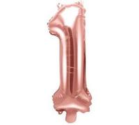 SPARKLERS CLUB Ballon en Aluminium 86cm Chiffre 1, couleur Or Rose - Gonflez votre ballon à l'air ou à l'hélium, idéal pour décorationation d'anniversaire et fête - Ballon chiffre pour Anniversaire Au