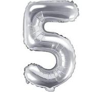SPARKLERS CLUB Ballon en Aluminium 86cm Chiffre 5, couleur Argent - Gonflez votre ballon à l'air ou à l'hélium, idéal pour décorationation d'anniversaire et fête - Ballon chiffre pour Anniversaire Aut