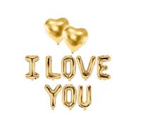 SPARKLERS CLUB BALLON I LOVE YOU 35CM + 2 BALLONS COEUR 45CM COULEUR OR; profitez de ce pack en amoureux, idéal pour Saint Valentin