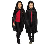 SPARKLERS CLUB Cape Noire Capuche Enfant 115 cm Polyester Halloween | 100% Polyester, Fermeture Velcro Pratique, Longueur 115 cm avec Capuche, Noir Universel, Taille Unique Enfant