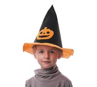 SPARKLERS CLUB Chapeau Citrouille Feutrine Halloween Enfant 30x28 cm | Feutrine Douce, 30x28 cm, Élastique Ajustable, Jack-O-Lantern Orange et Noir, Léger et Confortable, Réutilisable