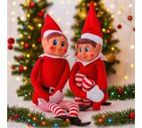 SPARKLERS CLUB - Duo Lutin & Lutine farceurs de Noël | Figurines décoratives 30 cm | Corps souple et visage vinyle | Accessoires traditionnels de Noël