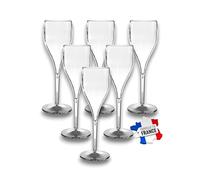 SPARKLERS CLUB Flute à Champagne INCASSABLE Transparentes 12cl - Lot de 6 - Verre en SMMA (équivalent TRITAN), MADE IN FRANCE, Prise en Main facile, Flute pour soirée et évènements