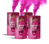 SPARKLERS CLUB Fumigène en Pot 2 MINUTES couleur Rose - Lot de 4 - Allumage à mèche, durée 120 secondes, fumigene couleur à poser au Sol - fumigene pot au sol Catégorie F1 - LIVRAISON 24/48H