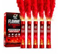 SPARKLERS CLUB Fumigène Flamme de Bengale Rouge, Lot de 5 | Torche durée 40 secondes, Allumage à mèche, Évènements sportifs