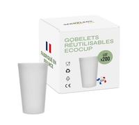 SPARKLERS CLUB Gobelet Ecocup Réutilisable 30 ivré Lot de 200 | Polypropylène sans BPA Fabriqué en France, 150 Cycles Lave-Vaisselle, Translucide Givré, 33 cl Ras Bord, Empilable