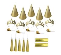 SPARKLERS CLUB Kit Cotillons Glitter Or 10 Personnes pour Nouvel an 2025 ! Inclut Chapeaux,Sifflets,Serpentins,Serre-tête. Idéal pour Le Réveillon, Créez des Souvenirs Mémorables