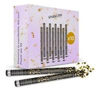 SPARKLERS CLUB Lot de 10 Canons à Confettis Rectangle couleur Or 40 cm - Lanceur de confettis à tenir en main pour Mariage - Portée 10 Mètres, Prise en Main Facile Idéal pour mariage ou anniversaire