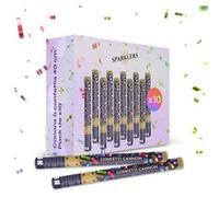 SPARKLERS CLUB Lot de 10 Canons à Confettis Rectangle Multicouleur 40 cm - Lot de 4 lanceurs à confettis à tenir en main, pour Anniversaire, Mariage - Portée 10 Mètres, Prise en Main Facile