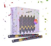 Sparklers Club - Lot de 10 Canons à Confettis Rectangle Multicouleur 40 cm - Papier - Portée 8 Mètres - Prise