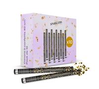 Sparklers Club - Lot de 10 Canons à Confettis Rectangle Or 40 cm - Confettis Papier Métallisé - Portée 8 Mètre