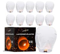 SPARKLERS CLUB Lot de 10 Lanternes Volantes qualité supérieure en papier, 100% Biodegradable, Lampion Papier, Chinoise, Sky Lanterns - Lanterne 30x45x80cm Très Simple d'Utilisation eco responsable
