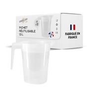 SPARKLERS CLUB Lot de 10 Pichets Réutilisables 1,5L en PP Alimentaire - Transparent, Empilable, Résistant, Lavable 150x au Lave-Vaisselle - Idéal Fête, Festival, Événement