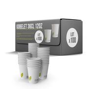 SPARKLERS CLUB Lot de 100 Gobelets 36cl /12oz Jetables en Carton Blanc 100% Biodégradable - Gobelet à café en papier 360ml Thé et les Boissons Rafraîchissantes. Gobelets Boissons chaudes et froides