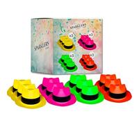 SPARKLERS CLUB Lot de 12 Chapeaux Fluorescents - 3 Chapeau Neon par Couleur, Jaune Rose Vert Rouge Spéciale Lumière Noire et Ultra Violet - 4 Couleurs Vives - Accessoire Fluorescent