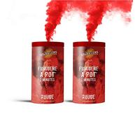SPARKLERS CLUB Lot de 2 Fumigènes en Pot 2 MINUTES couleur Rouge - Allumage à mèche, durée 120 secondes, fumigene couleur à poser au Sol - fumigene pot au sol Catégorie F1 - LIVRAISON 24/48H