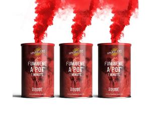 SPARKLERS CLUB Lot de 3 Fumigènes en Pot 1 MINUTE couleur Rouge - Allumage à mèche, durée 60 secondes, fumigene couleur à poser au Sol - fumigene pot au sol Catégorie F1 - LIVRAISON 24/48H