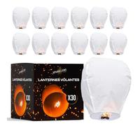 SPARKLERS CLUB Lot de 30 Lanternes Volantes qualité supérieure en papier, 100% Biodegradable, Lampion Papier, Chinoise, Sky Lanterns - Lanterne 30x45x80cm Très Simple d'Utilisation eco responsable