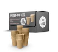 SPARKLERS CLUB Lot de 50 Gobelets 48cl /16oz Jetables en Carton Kraft 100% Biodégradable - Gobelet à café en papier 480ml Thé et les Boissons Rafraîchissantes. Gobelets Boissons chaudes et froides