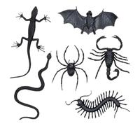 SPARKLERS CLUB Lot de 6 Créatures Effrayantes PVC Décoration Halloween Noir | PVC 100%, Lot de 6 Créatures Variées, Format Compact 10 x 6 cm, Noir Intense, Légères et Faciles à Disposer, Réutilisables