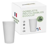 SPARKLERS CLUB Lot de Gobelets Réutilisables Givré ECOCUP 30cl -150 Lavages au Lave Vaisselle - Verre Bière Réutilisable en Polypropylène - Gobelet Eco Cup pour tout évènement (200, 30cl)