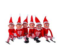SPARKLERS CLUB Lutin Coquine de Noël Elfe 3 garçons et 3 filles, ensemble de 6 elfes en peluche, idéal pour préparer Noël pour enfants et adultes, petit lutin espiègle, figurine ludique et