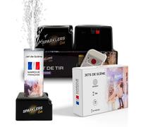 SPARKLERS CLUB Pack 2 Déclencheurs + Jets de Scène couleur Argent - Pile et Télécommande Inclus - Jet de scène d'Intérieur à Étincelles pour Mariage - Catégorie F1 (1 Mètre 30 Sec, 5)